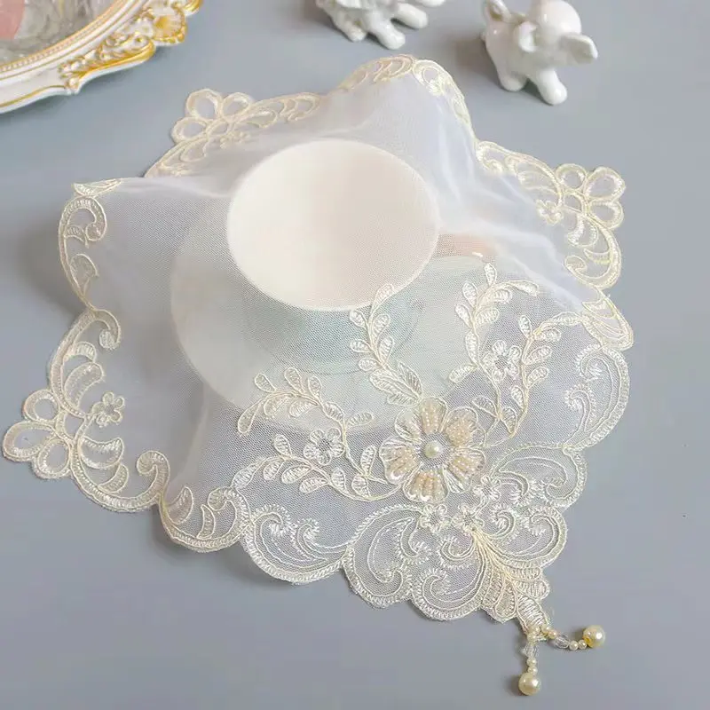 

HOT beige bead flowers Embroidery table cloth cover kitchen Christmas wedding dining tablecloth Table decoration and accessories