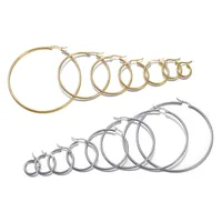 Gold Color Stainless Steel Hoop Earrings For Women Men Big/Small Circle Round Ear Jewelry Bijoux Acier Inoxidable E18110 2