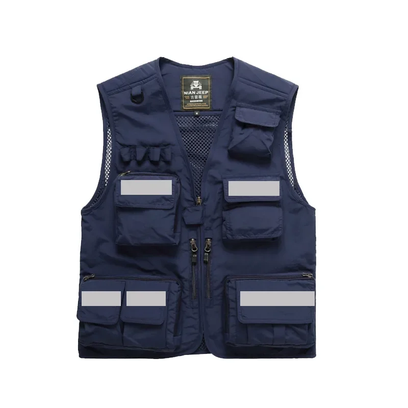 thumbnail image 1 of Chaleco reflectante de verano, ropa de trabajo de seguridad, uniforme de equipo de rescate con logotipo impreso, camiseta sin mangas informal aplicable a escenas, 1 of 5