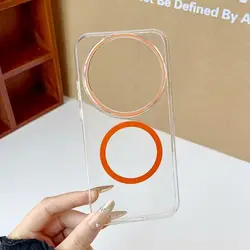 Ultra - Thin Minimalist Magnetic Transparent Anti - Drop Case for Xiaomi 17 Ultra (Orange)