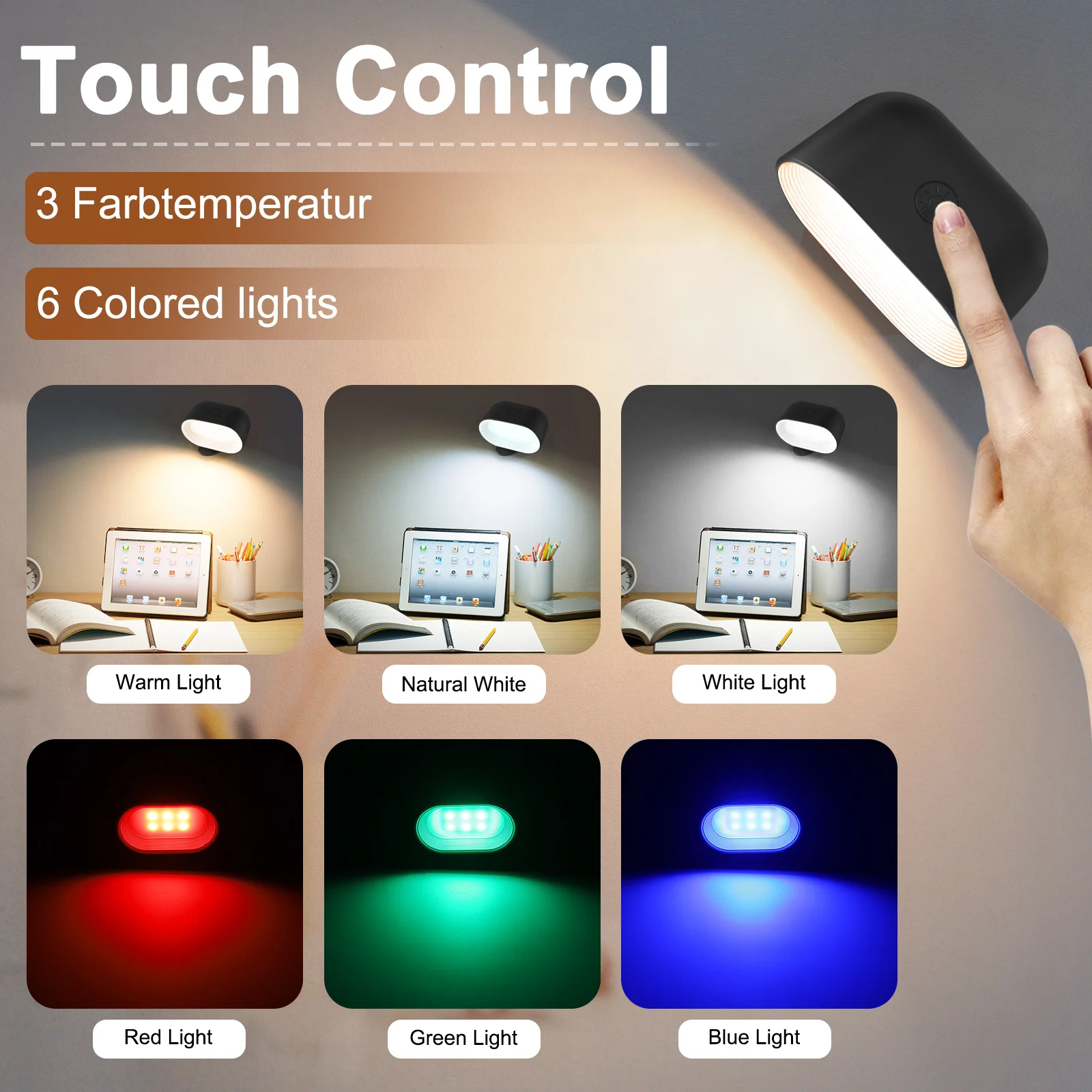 Remote Control Wall Light Touch Night Light 360 Degree Rotation Bedroom Bedside RGB Color Change Dimmable wall light,led wall lamp