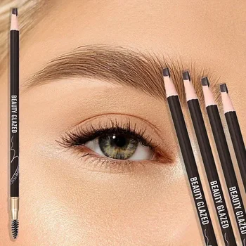 BEAUTY GLAZED Matita per sopracciglia a 4 colori con pennelli Matita per sopracciglia impermeabile a lunga durata Matita per sopracciglia a doppia testa 1