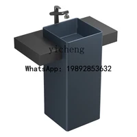 อ่างล้างหน้าทรงสี่เหลี่ยม A1 แบบตั้งพื้น ทำจากเซรามิก สำหรับห้องน้ำ ระเบียง หรือใช้ในบ้าน 6