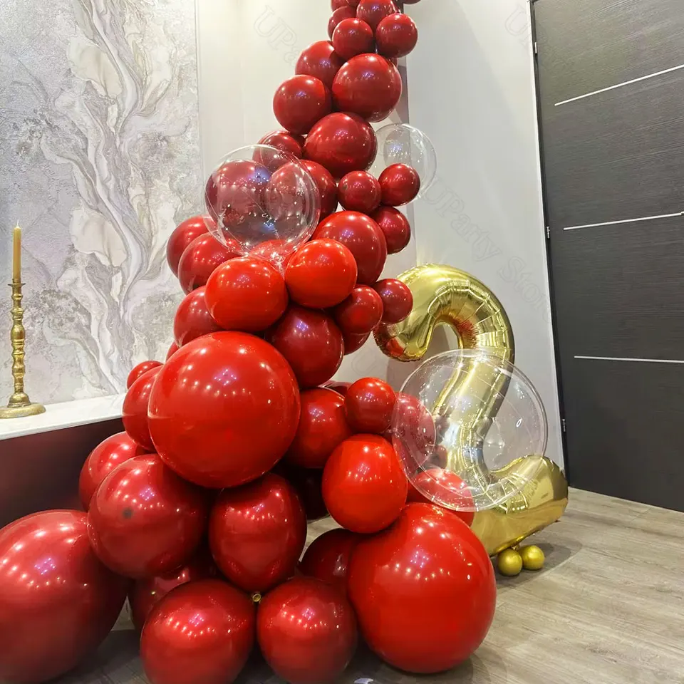 Guirnalda de globos rojo burdeos, arco de globos rojo rubí de Metal relleno  doble para boda, compromiso, Baby Shower, decoración de fiesta de  cumpleaños - AliExpress, image size:960x960