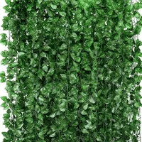 Artificial Green Ivy Leaf Rattan Creeper Leaves Vine Hanging Garland DIY Fake Flowers Plants for Garden Wedding Party Home Decor 5