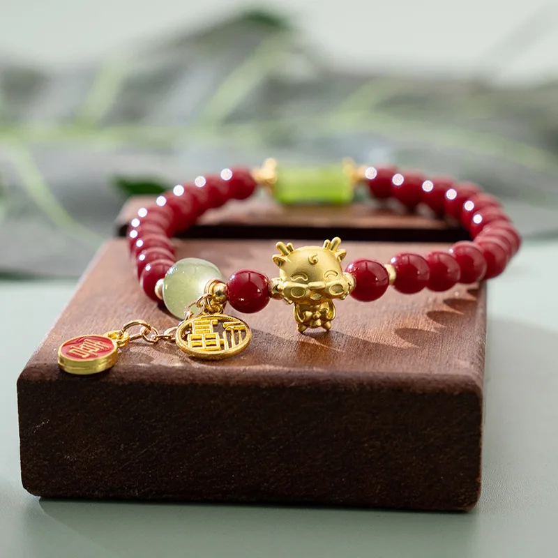 2024 Cute Dragon Jade Bamboo Beaded Bracciale Per Donna Uomo Lucky Red Rope Attira Bracciali Fortune Gioielli Di Moda Regali Di Natale