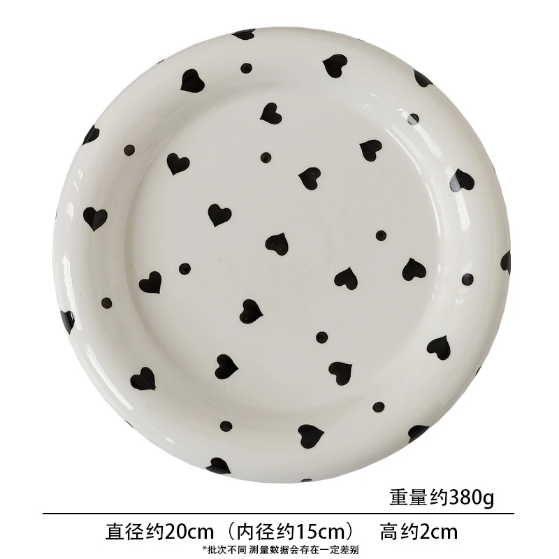 European-style White Ink Ceramic Plate Tableware Main Course Kitchenware Household Western-style Round Plate Decorative Plate 6