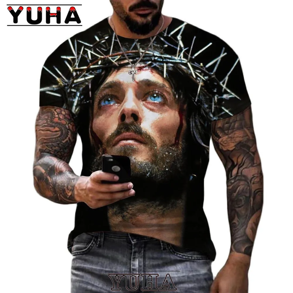 

Men Jesus Christ 3D Print T-shirts Men Women Summer Fashion Casual Short Sleeve Cool T Shirt Harajuku Streetwear Oversized Tops