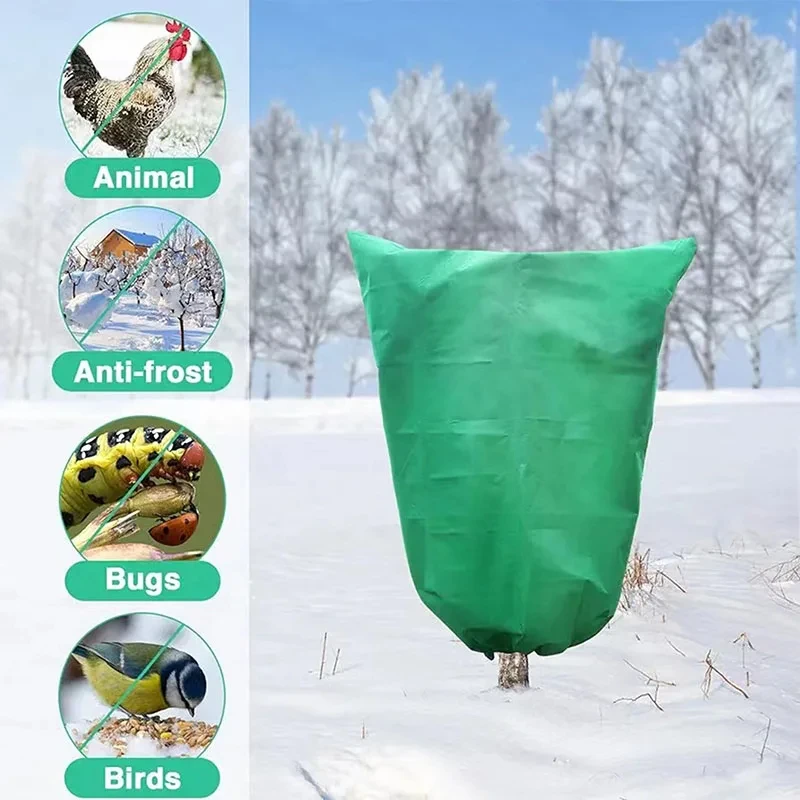 Plant Covers Freeze Protection Frost Covers Drawstring Plant Protection Cover Bags Outdoor Winter Trees Warm