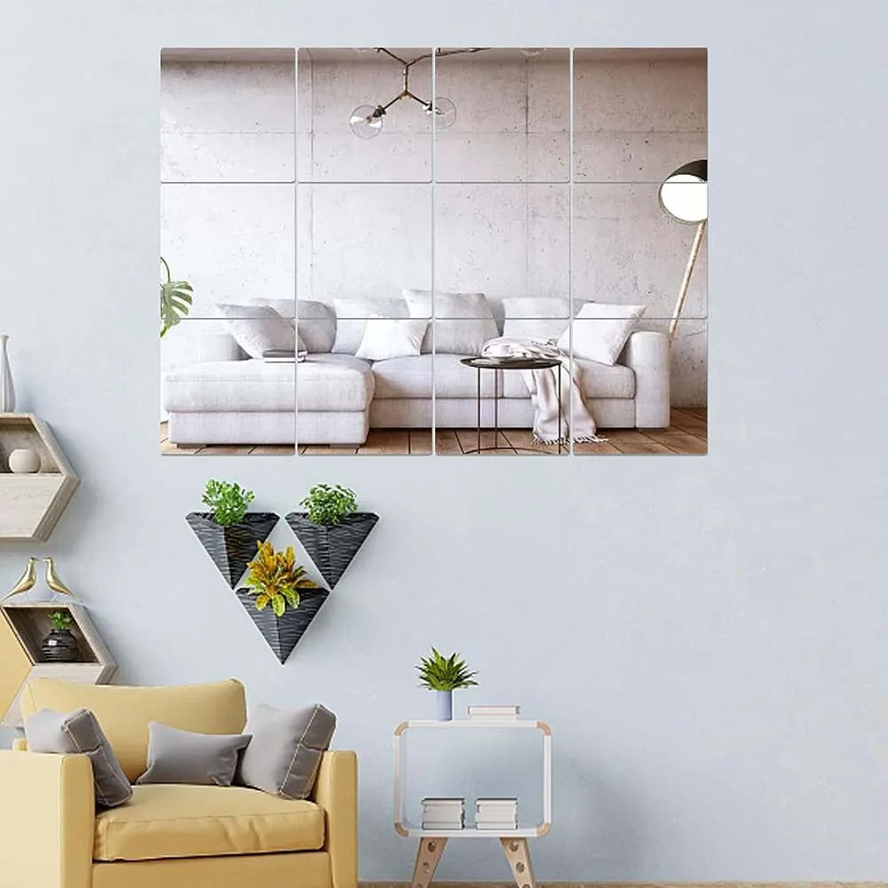 Acrylic Flexible Mirror Sheets,Self Adhesive Mirror Tiles Square Wall Stickers,Non-Glass for DIY Craft Home Decor