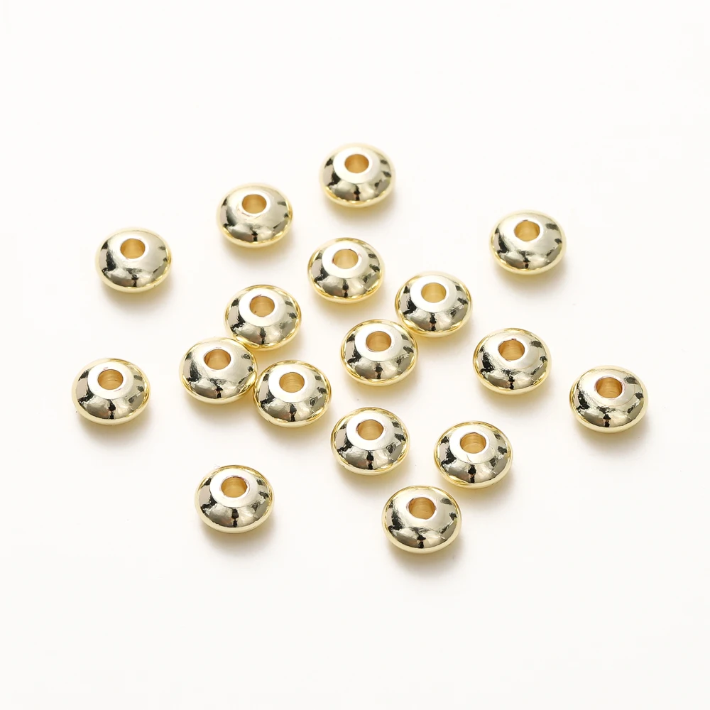 20/50 Stück 18K vergoldete runde Abacus flache Distanzperlen Halskette Armband lose Messingperlen für DIY Schmuckherstellung – Detail 4