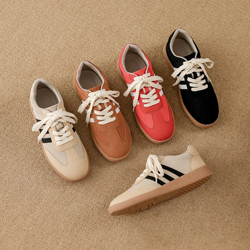 Women Casual Round Toe Flat Retro Fashion Versatile Outdoor Sports Running Light Luxury Sneakers Breathable Walking Mesh Shoe