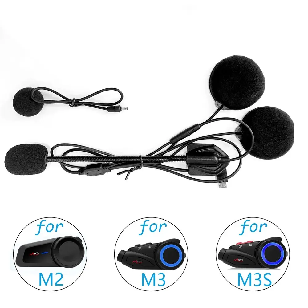 For Maxto M2 M3 M3S M2C Accessories Headphone Microphone 2 In1 Earphone Suit for Motorcycle Full/Face Helmet Headset