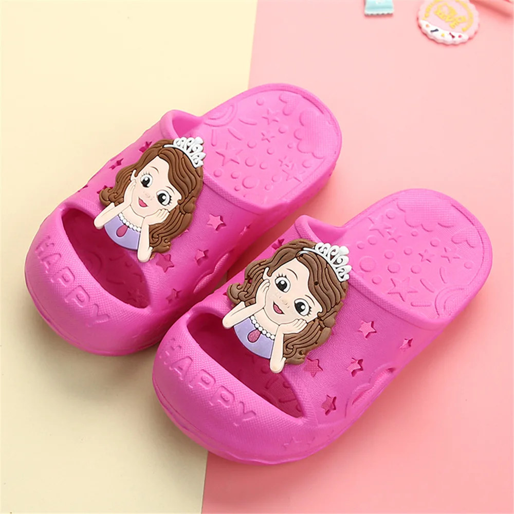 Frozen Elsa Shoes For Girls Children Lovely Cartoon Princess Flat Sandals Shoes Inside And Outside Slippers With Bow girls leather shoes Children's Shoes