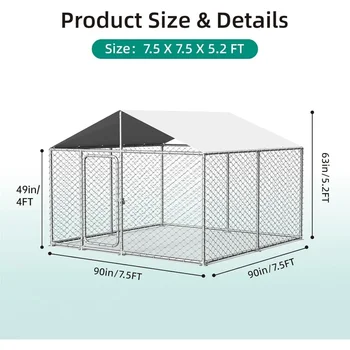 Heavy Duty Outdoor Dog Kennel with Waterproof Cover, UV-Resistant Roof, and Secure Locking Mechanism for Large Dogs 6