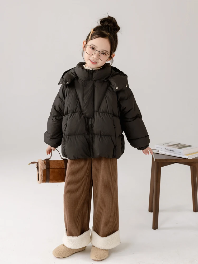 하이에루 여아용 경량 다운 재킷 초등학생용 패셔너블한 오리털 코트 트렌디한 아우터웨어