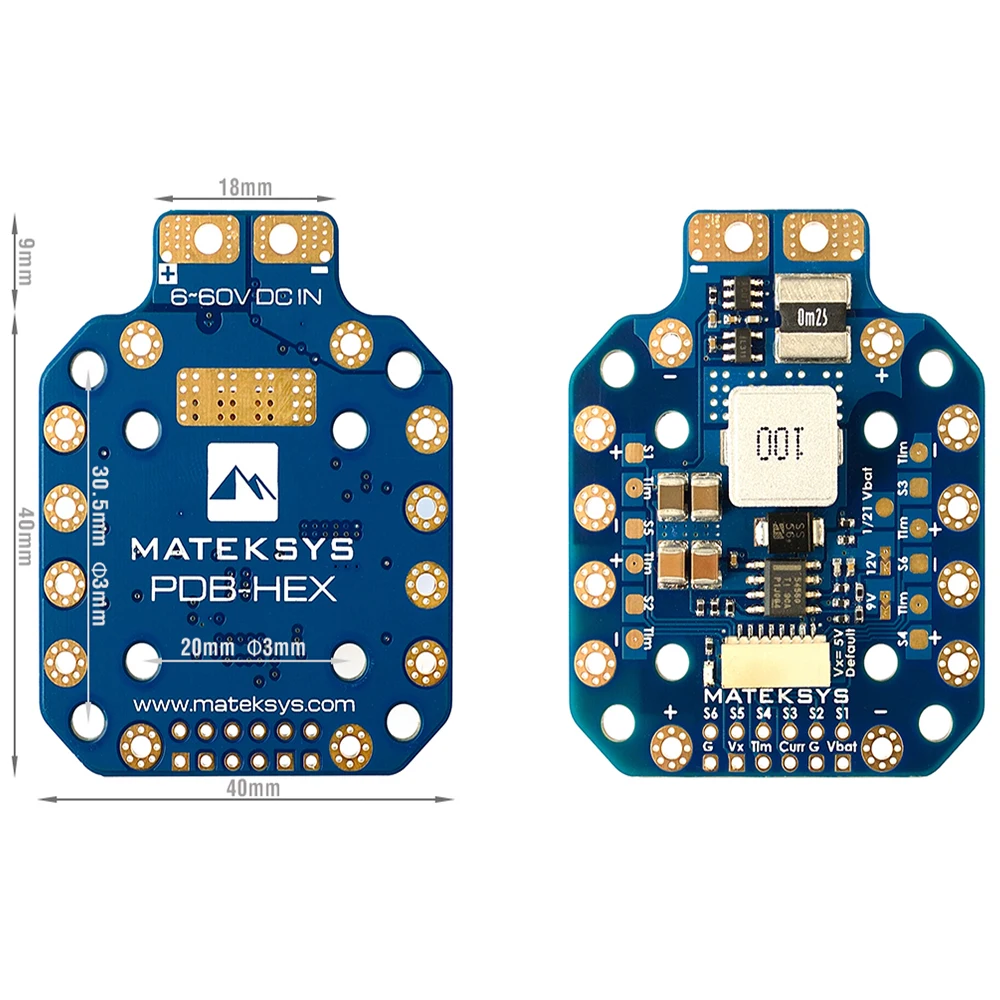 Matek PDB-HEX 12S 5A 5V/9V/12V BEC 배전반 PDB 30.5X30.5mm 20X20mm RC 멀티로터 X-CLASS 비행기 드론용