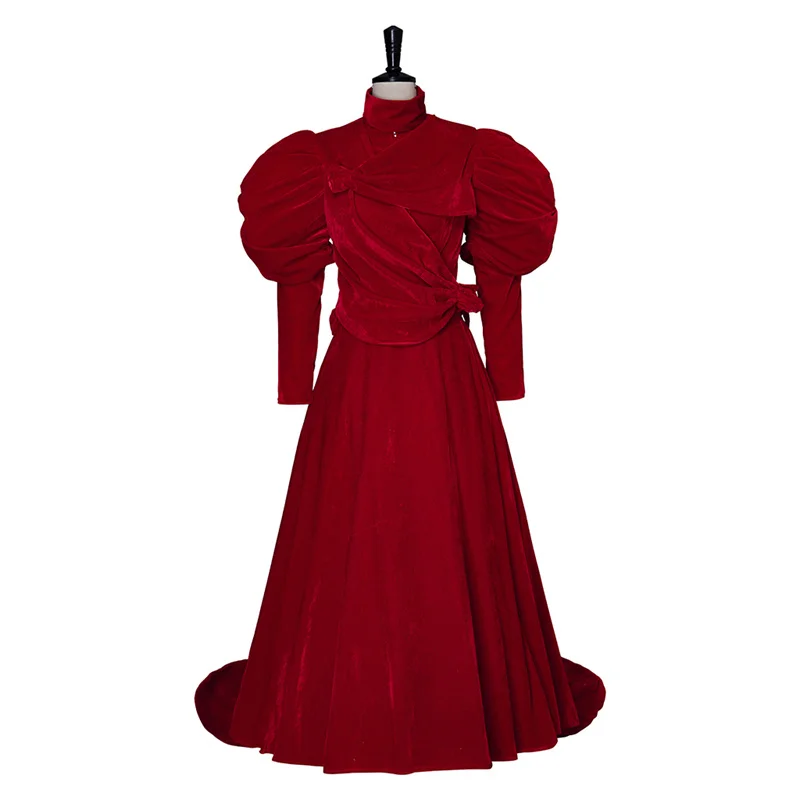 

Medieval Victoria Red Velvet Renaissance Court Noble Ball Gown Dress Halloween Carnival Suit