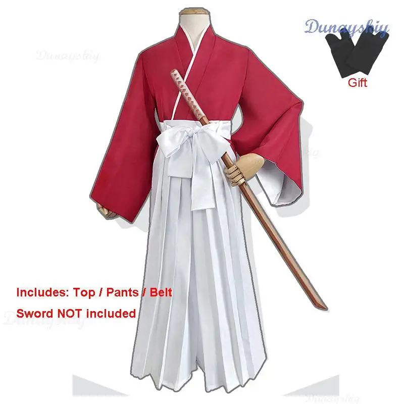 Disfraz de Anime Rurouni Kenshin Himura Kenshin, peluca, kimono Himura, traje de Kendo Haori, uniforme clásico unisex para Halloween