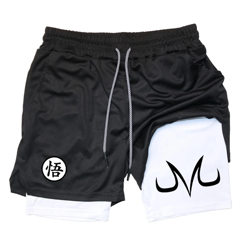Fashionable men's printed fitness shorts, casual gym exercise, sports, quick drying knitting, double-layer, 2-in-1, summer, bran 4