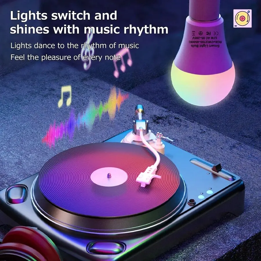 Smart LED Light Bulbs Tuya Bluetooth WiFi E27 15W APP Voice Control With Alexa Google Home