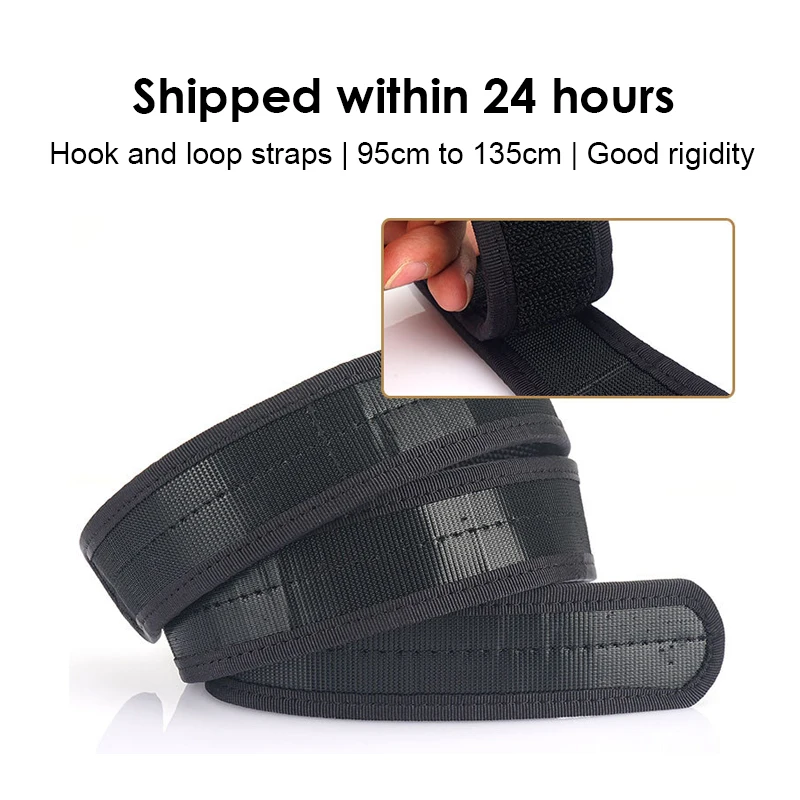 HSSEE Tactical Inner Belt for Men and Women Premium Nylon Hook and Loop Belt Rigid Unbuckled Military Strips 95cm to 135cm