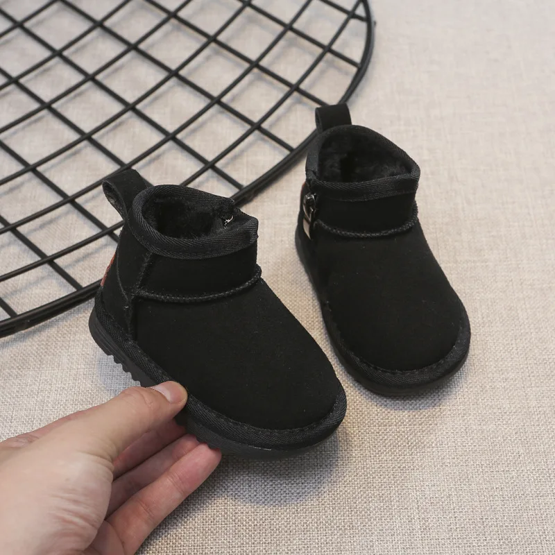 Bottines d'hiver en cuir de qualité pour enfants, garçons et filles, chaudes, semelles souples, antidérapantes, taille 15-30_voghion.com