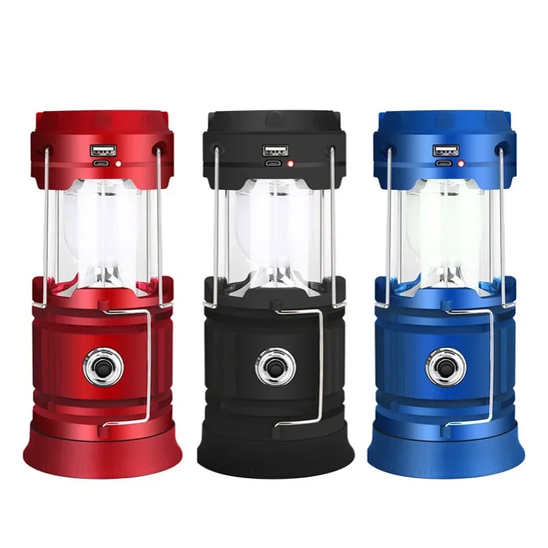 LETOUR Portable Outdoor Solar Camping Tent Light Rechargeable Spotlight 18650 Battery Waterproof Flashlight Fishing Lantern