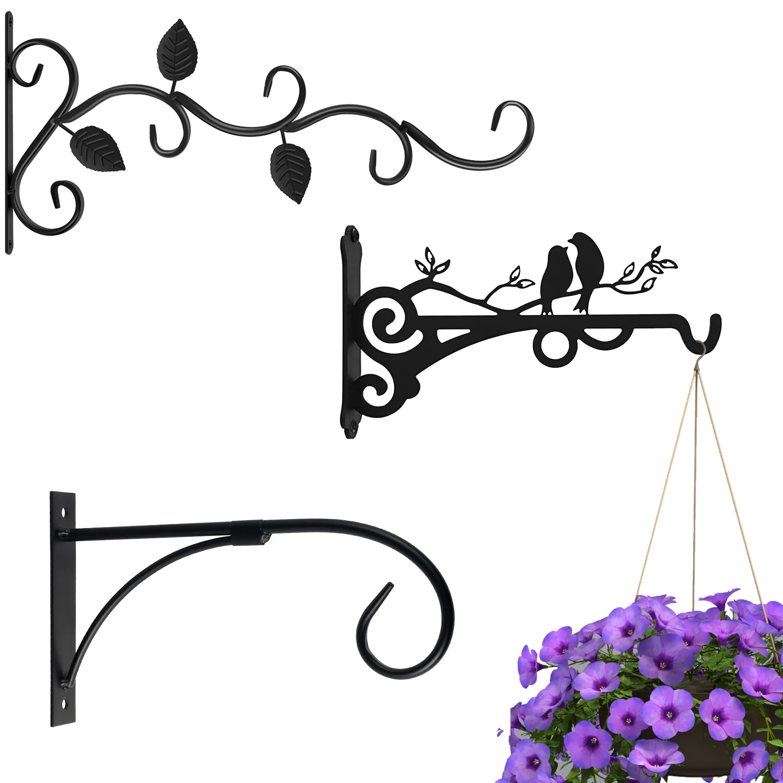Plant Hanger Flower Pot 2/4/10Pcs Wall-Mounted Hook Flower Pot Holder Europe Vintage Iron Art Flower Stand Garden Decoration Wall Hanging Basket Bracket