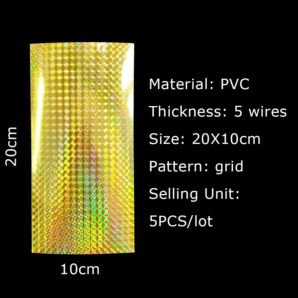 5PCS/lot Fishing Hard Bait Sticker Holographic Adhesive Film Flash Type for  Saltwater Fishing Lure Making 10X20cm