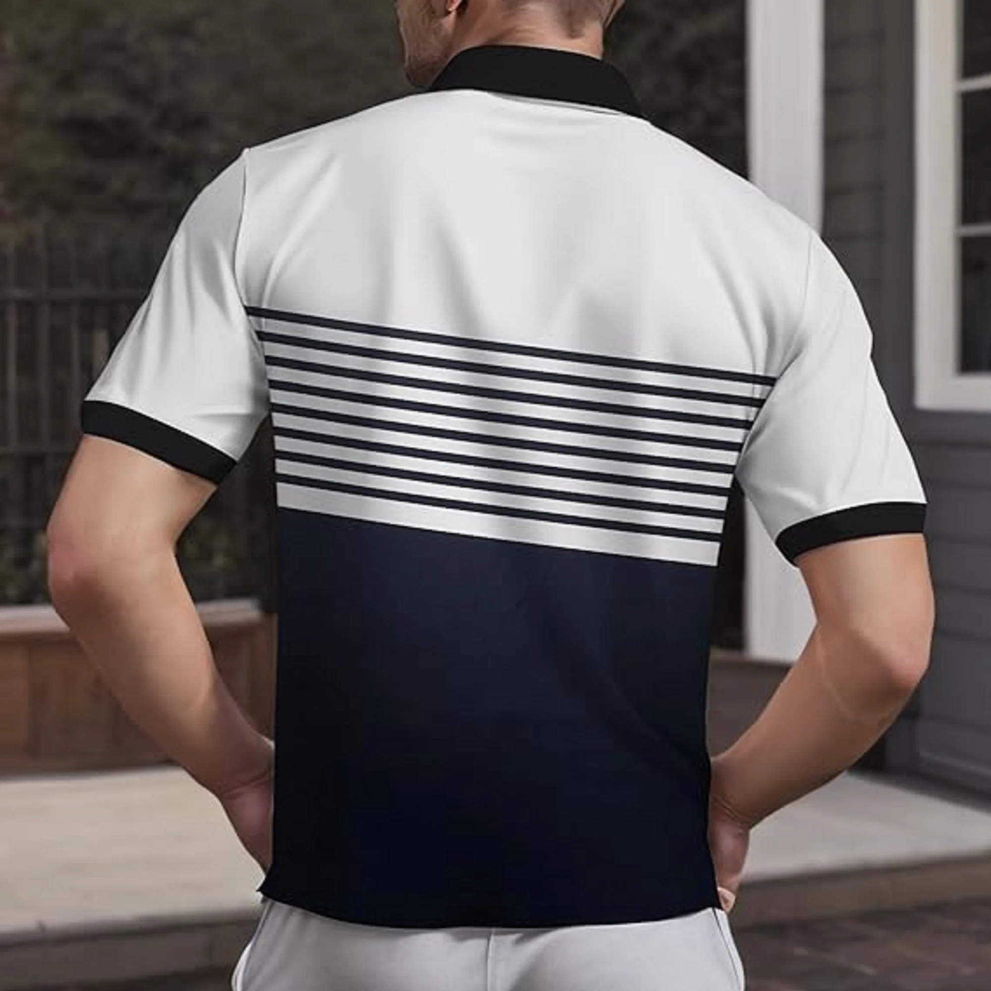 Men's Striped Color Matching Fashionable Golf Sports Polo Shirt, Comfortable and Versatile Men's T-Shirt, Men's Short-Sleeved to 8 Sed5625dc9321478cb4cde3d777b0e798B