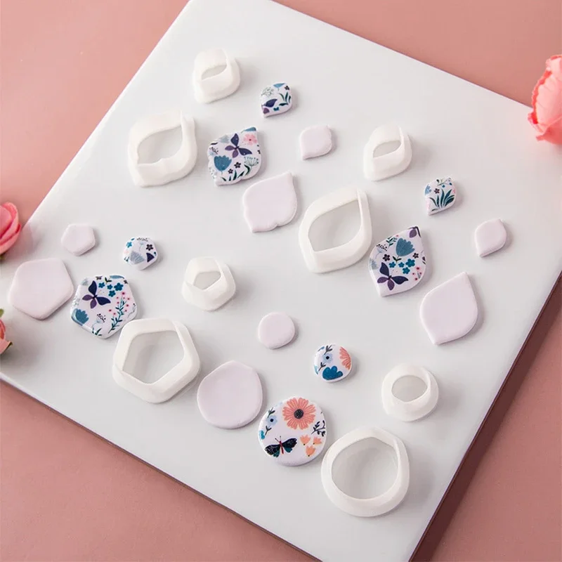 Polymer Clay Tools 2Pc/Set Geometric Shaped Polymer Clay Cutters Simple Graphics DIY Earring Pendant Jewelry Modeling Cutting Clay Mold Pottey Tool