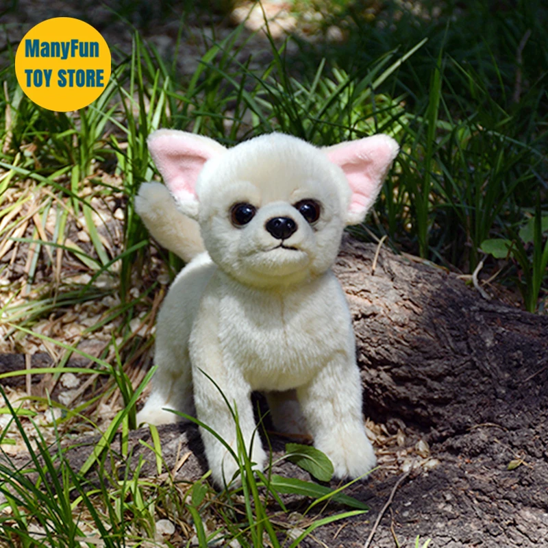 Realistic Chihuahua Dog High Fidelity Cute Plushie Dog Plush Toys Lifelike Animals Simulation Stuffed Doll Kawai Toy Gifts Kids 3