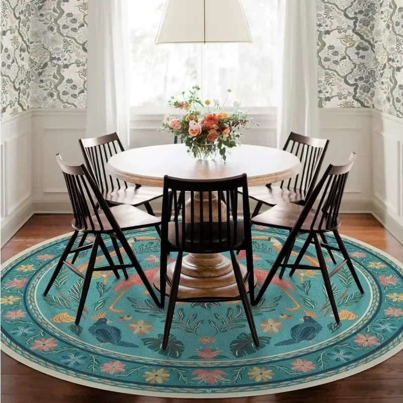 Round Living Room Carpet Animal Jungle Retro Print Bedroom Rugs Stylish Large Area Study Leisure Area Floor Mats Ковер Tapis 러그