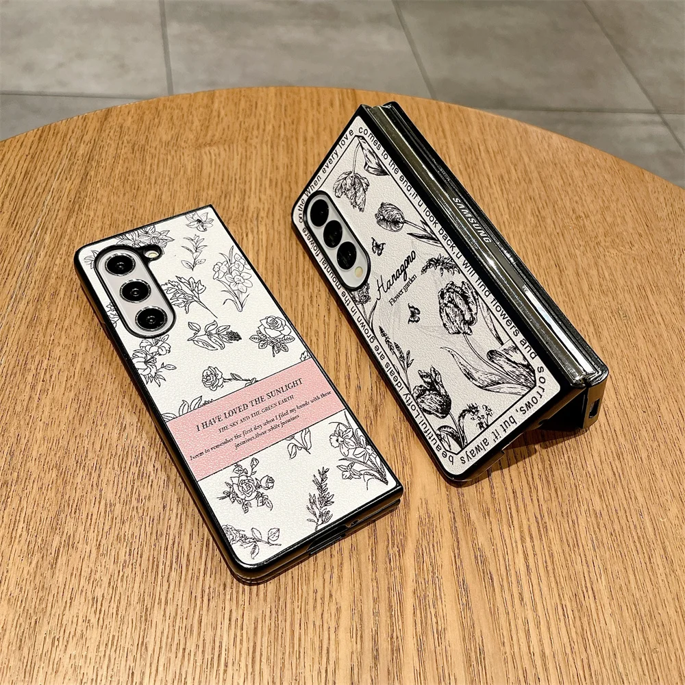 Cute Cartoon Flower Leather Case - Retro Rose Shockproof Ins Korean Cover