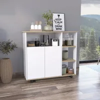 Light Oak and White 4 Shelf Kitchen Island Storage Organizer 1