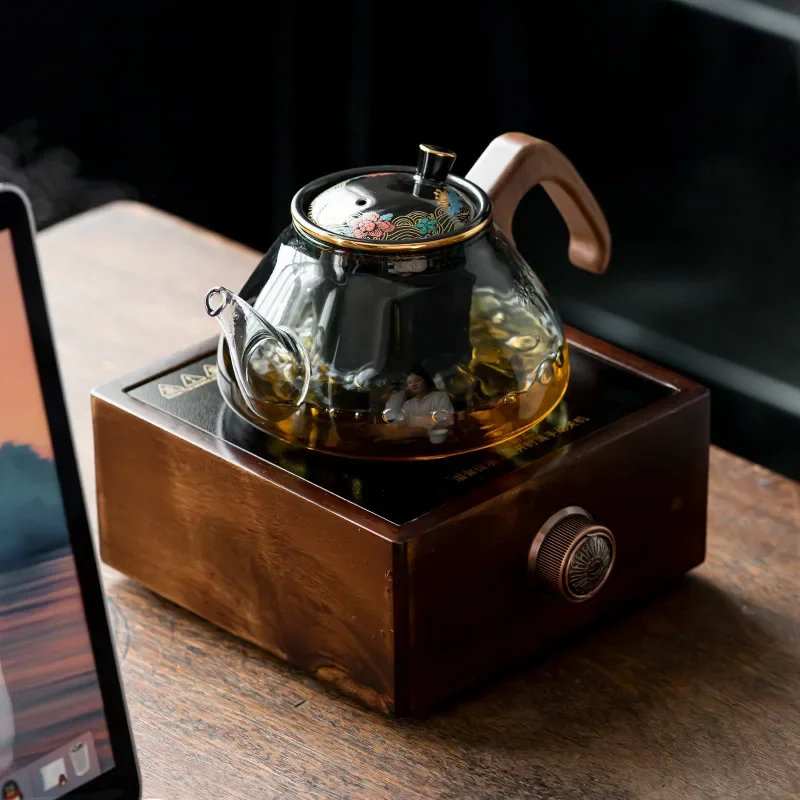Walnut electric pottery stove household indoor tea maker Mini glass  kettle induction cooker small   4