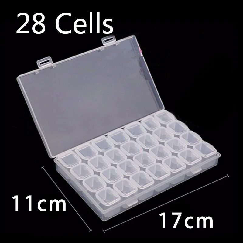 Diamond Painting Tools Sets with 64/56/42/28 Cells Plastic Storage Box Funnel Stickers etc Kit For Diamond Painting Embroidery diamond painting diamond painting accessories diamond painting accessory box diamond painting stickers painting set