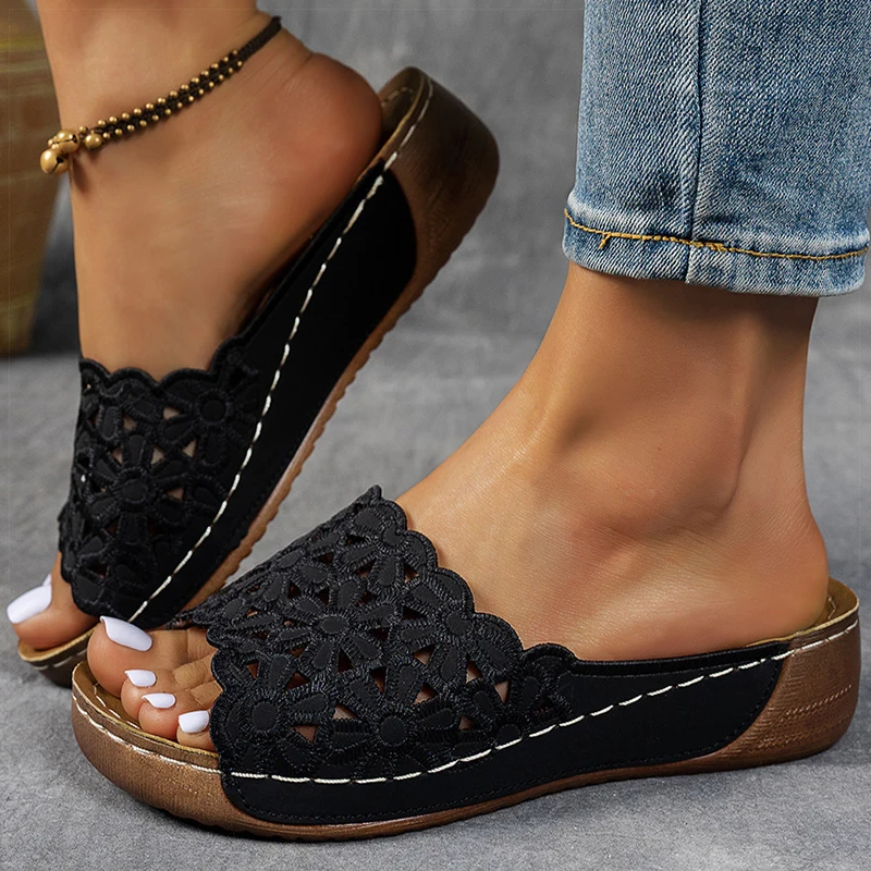 Women's Sandals Wedges Heels Sandals Summer Woman Shoes Indoor Outdoor Slippers Heeled Shoes Summer Footwear Sandalias De Mujer