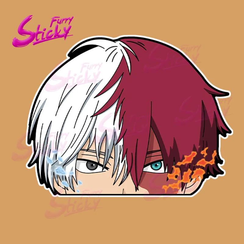 

Furry Sticky My Hero Academia Sticker Todoroki Shoto Peeking Anime Car Sticker Decal for Laptop Helmet Car Accessories