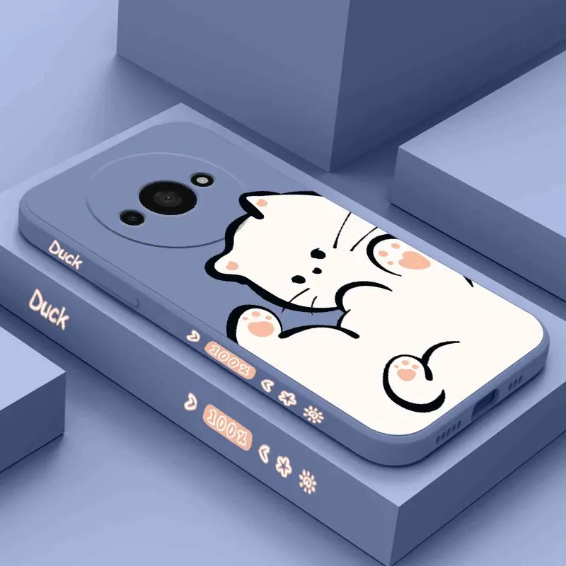 White Cloud Cat Silicone Phone Case - Shatterproof and Camera Protected, Soft Back Cover