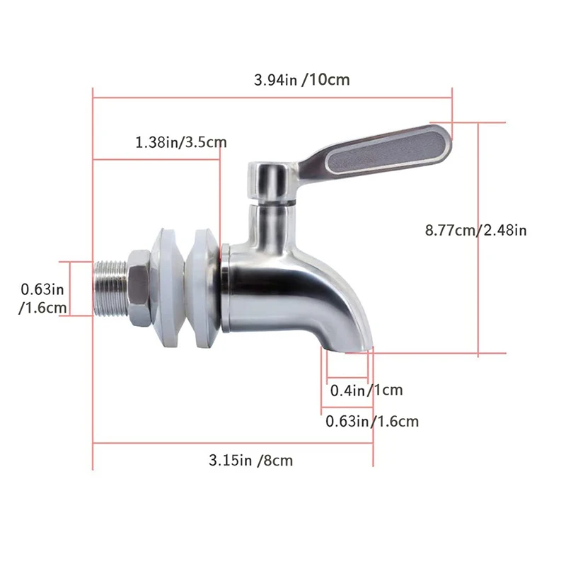 1pc Beverage Dispenser Faucet beverage dispenser faucet brewing faucet Stainless Steel Spigot Valve-Replacement Tap for Glass Jar Wine Beer Barrel Drink Dispenser