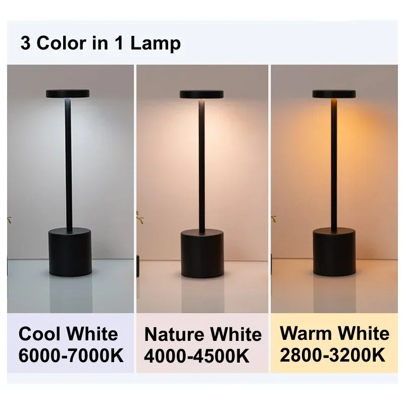รูปสินค้า โคมไฟ LED สไตล์นอร์ดิก 3 สี ไร้สาย สัมผัสเปลี่ยนแสง