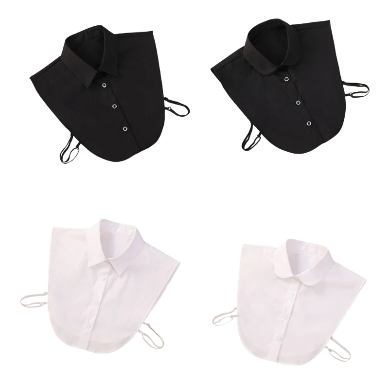 

Solid Color Fake Collar Detachable Blouses False Lapel Collar Button Up Half Shirt Layering Crop Top for Women Favor