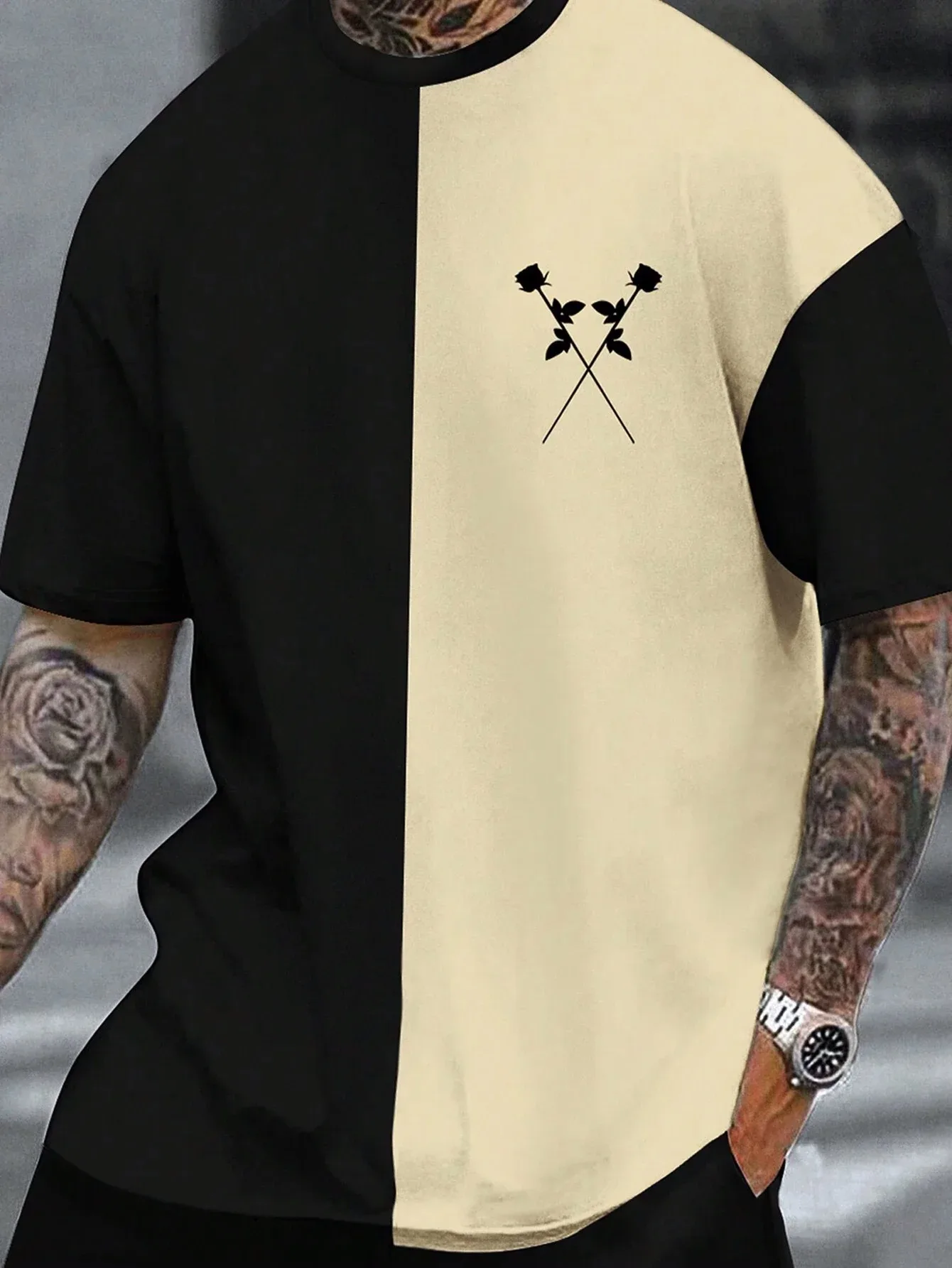 3D Printed T Shirts Men's Clothing Fashion Letter&Flower Short Sleeve Tee Casual Oversized