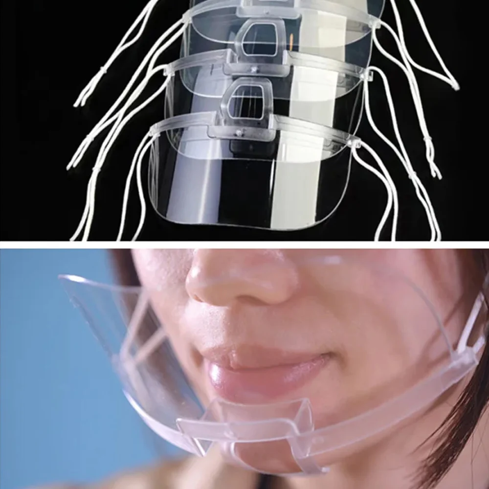 10Pcs Reusable Transparent Anti fog Mask Shield Cover Restaurant School Plastic Anti saliva Mouth Shield Mouth Mask Cover face mask