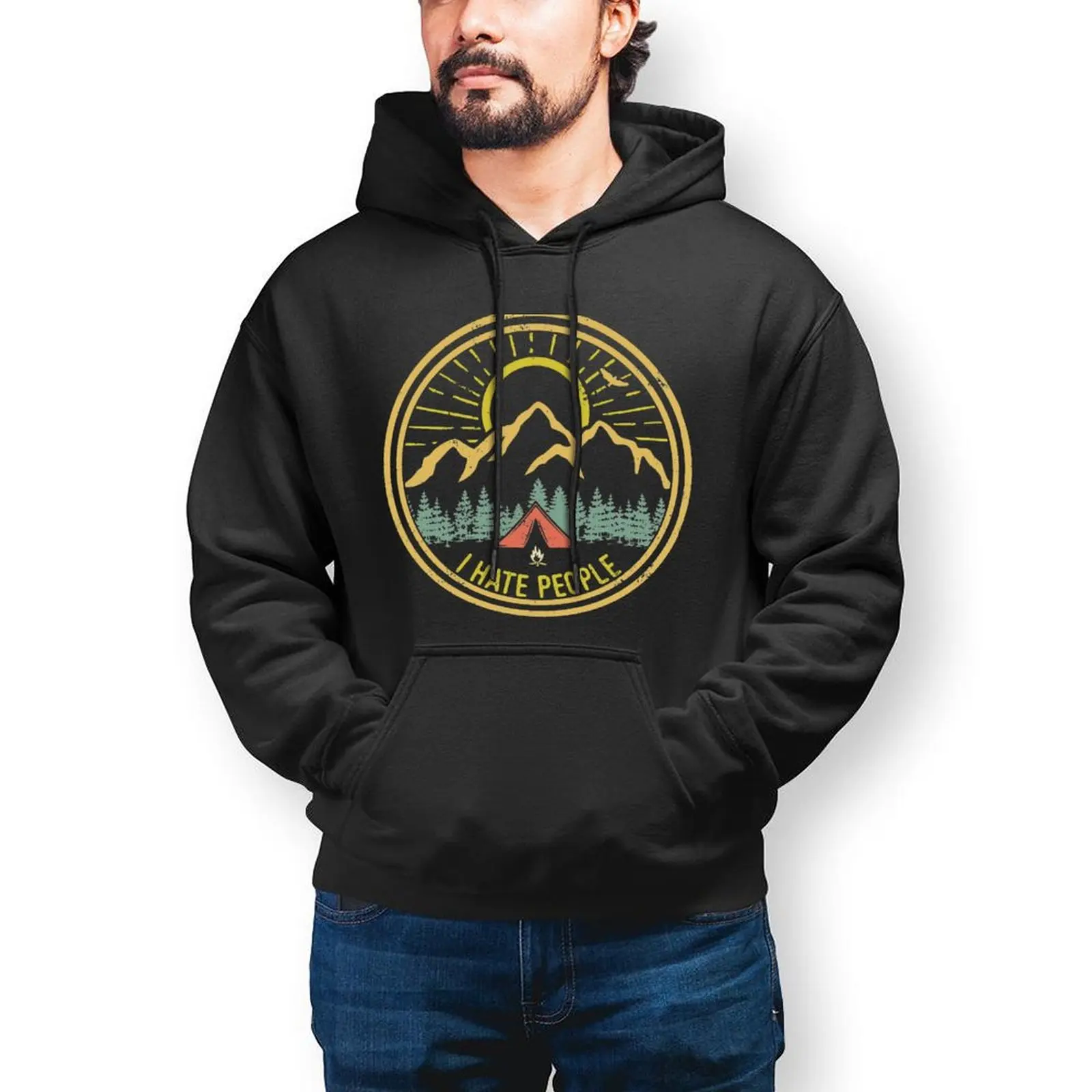 

I Hate People Casual Hoodies Mountain Hiking Cotton Hooded Shirt Spring Long Sleeve Street Wear Oversized Pullover Hoodie