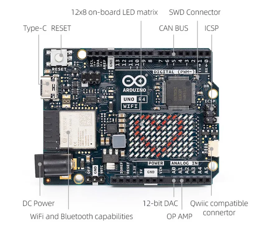 새로운 이탈리아 아두이노 UNO R4 미니마 WiFi 개발 보드 키트 프로그래밍 학습용 마더보드 키트