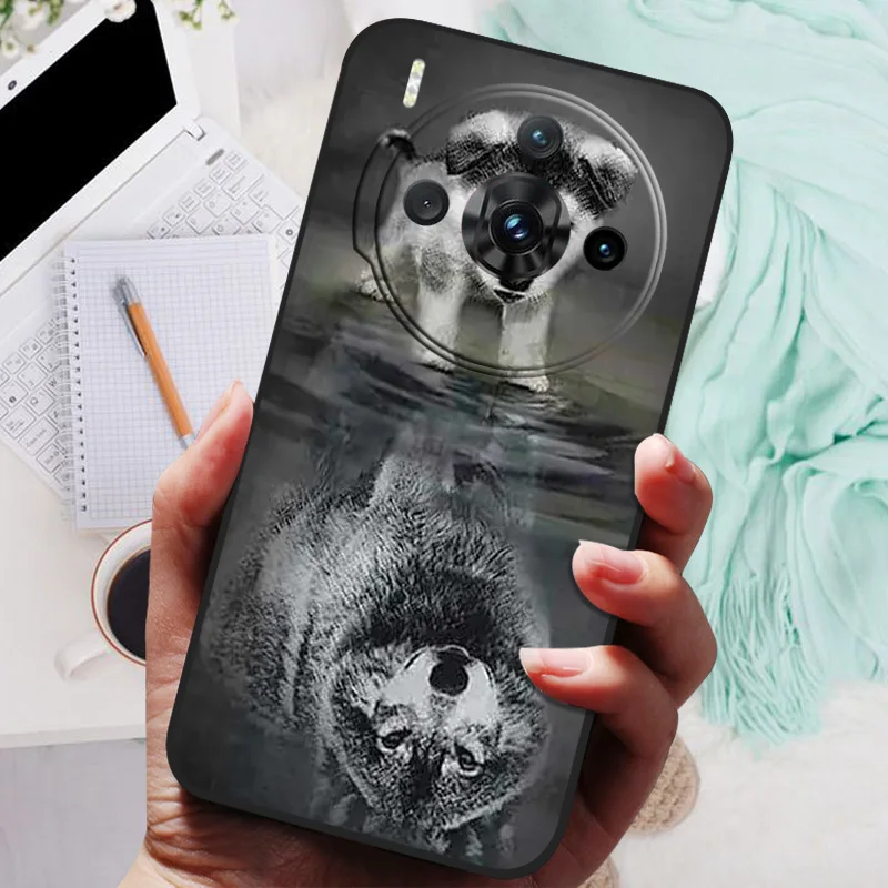 Animal-Print Silicone TPU Protective Case - Wolf and Lion Design, Shockproof Soft Bumper Cover