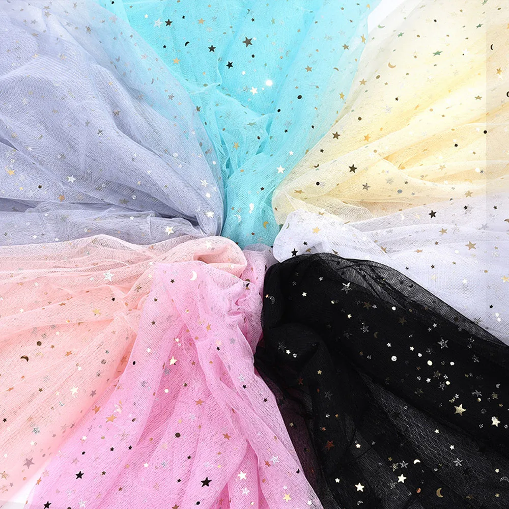 Shiny Mesh Tulle Fabric For Doll Beautiful Wedding Dress Clothing Decoration Material Handmade Sewing Supplies DIY Accessories 10pcs pearl metal shank buttons for clothing accessories sewing scrapbooking garment diy craft decoration 10mm 15mm